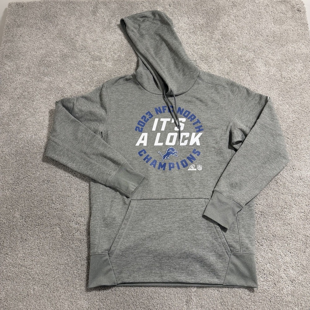 Nike Detroit Lions Hoodie Mens Sz M 2023 NFC North Division Champions Sweatshirt